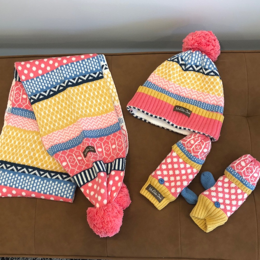 Matilda Jane hat, scarf and mitten set size M